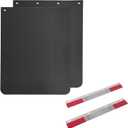 24"x30" Black Polymer Mud Flaps and 24"x3" Mud Flap Reflector Reflective Tape Fit for Semi Trucks Trailers, 2 Pack