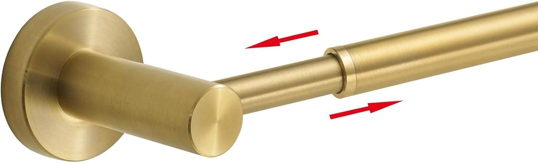 BESy Adjustable 15 to 26 Inch Single Bath Towel Bar for Bathroom SUS304 Stainless Steel Towel Holder, Wall Mount with Screws Hand Towel Bar Rod Hotel Style, Brushed Gold