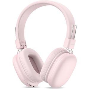 awatrue Kids Bluetooth Headphones, Over-Ear Wireless Headphones with Microphone, Safe-Volume 85dBA, Bluetooth 5.4, Foldable Lightweight and Comfortable, 50H Playtime, USB-C Charging, Pink