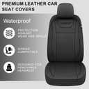 CAROMOP Premium PU Leather Car Seat Covers Full Set,Waterproof Split Bench Covers for Cars, Universal Car Interior Covers Seat Protectors for Sedans SUVs Pick-up Trucks(Black)