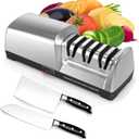 Electric Knife Sharpener for Kitchen - 3-Stage with 100% Diamond Abrasives & 15 Precision Angle Guide - Fast Repair & Polish, Profesional with Magnetic Dust Box