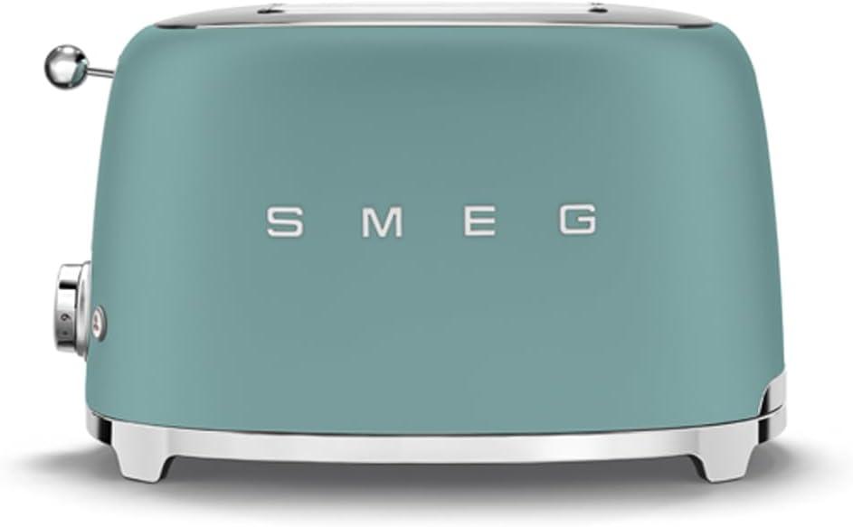 SMEG 2 Slice Toaster with 6 Presets and Defrost Function and Removable Crumb Tray (Jade)
