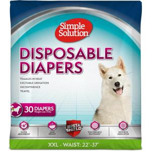 Simple Solution Dog Diapers Female, Dog Diapers, Potty Training, Super Absorbent, Breathable, Wetness Indicator for Urination, 22-37 Inch Waist, (XXL, 30ct)