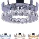Modern Mini Led Crystal Chandelier Semi Flush Mount Crystal Pendant Ceiling Light for Bedrooms Dinning Rooms Hallway (Multicolor) (Round Multi-colored)