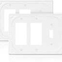 Combination Metal Light Switch Covers Wall Plate, 1 Toggle/2 Decorator Switch Plate Outlet Covers Off White Decorative 3 Gang Wall Plate - Classic Retro Style, 2 Pack