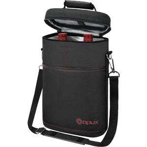 opux 2 Bottle Wine Carrier Tote, Insulated Leakproof Wine Cooler Bag, Wine Travel Bag Tote for Picnic BYOB Beach, Portable Wine Bottle Carrying Case, Gift for Wine Lover Women Men Christmas, Black