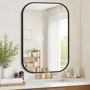Bathroom Mirror for Wall, Black Bathroom Vanity Mirror for Over Sink 26 x 38, HD Reflection Shatterproof Mirror for Living Room Bedroom Entryway, Metal Frame Rectangular Shape
