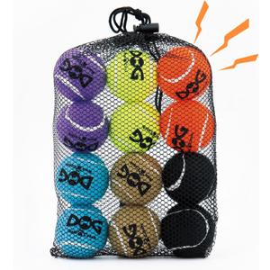 Squeaky Tennis Balls for Dogs - 12 Pack 2.0'' Durable Non-Toxic Outdoor Dog Toys Balls with Mesh Bag, SGS Certified, Colorful Fetch Toys, Small Breeds