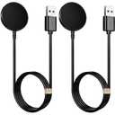 2 Pack for Samsung Galaxy Watch Charger Compatible with Watch 8/8 Classic/Ultra/7/6/6 Classic/5/5 Pro/4/4 Classic/3/Active/FE USB A Magnetic Charging Docks Accessories 3.3FT