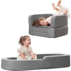 RONBEI Toddler Travel Bed, 2-in-1 Kids Travel Beds Sofa Chair, Foldable Portable Toddler Bed