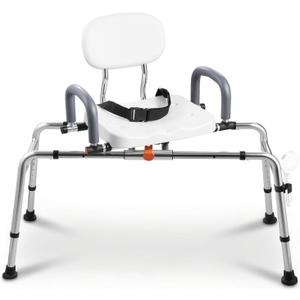 VEVOR Sliding Shower Chair, 400 lbs Tub Transfer Bench for Bathtub with Swivel Seat, Shower Bench with Pivoting Arms and Backrest, Height & Width Adjustable for Handicap, Seniors, Elderly and Disabled