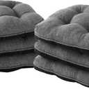 IPYNBAP Chair Cushions for Dining Chairs Set of 6, Kitchen Chair Cushions, Chair Pads with Ties and Non Slip Backing, Tufted Memory Foam Seat Cushion 6 Pack, 15.5" x 15.5" x 4", Dark Gray