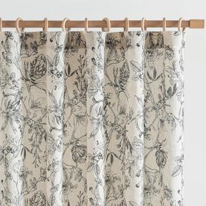 jinchan Floral Curtains 84 Inches Long Black Flower Linen Farmhouse Curtain for Living Room French Country Vintage Curtain Rod Pocket Curtains Set 2 Panels Balck Floral Printed