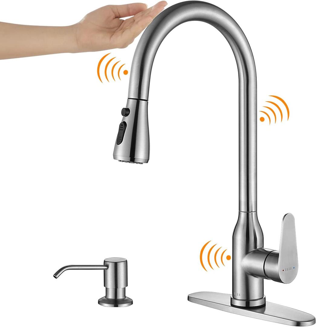 KEER Touch Stainless Steel Kitchen Faucet with Pull-Down Sprayer, Brushed Nickel