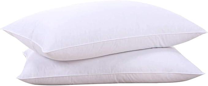 Puredown® Goose Feathers and Down White Pillows with 100% Soft Cotton Cover, Bed Sleeping Hotel Collection Pillows Set of 2 King Size