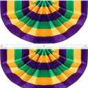 4 Pcs Mardi Gras Bunting Flag Banner Pleated Polyester Fabric Carnival Party Decoration Outdoor Flags and Banners Carnival Party Decoration for Home Indoor (2 x 4 ft)