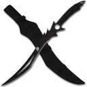 REAT Ninja Sword with Sheath, 26" Fantasy Full Tang Desgin,440 Stainless Steel Blade with Black Coating,Non-silp Cord-Wrapped Handle,Real Swrods for Adults (Black)