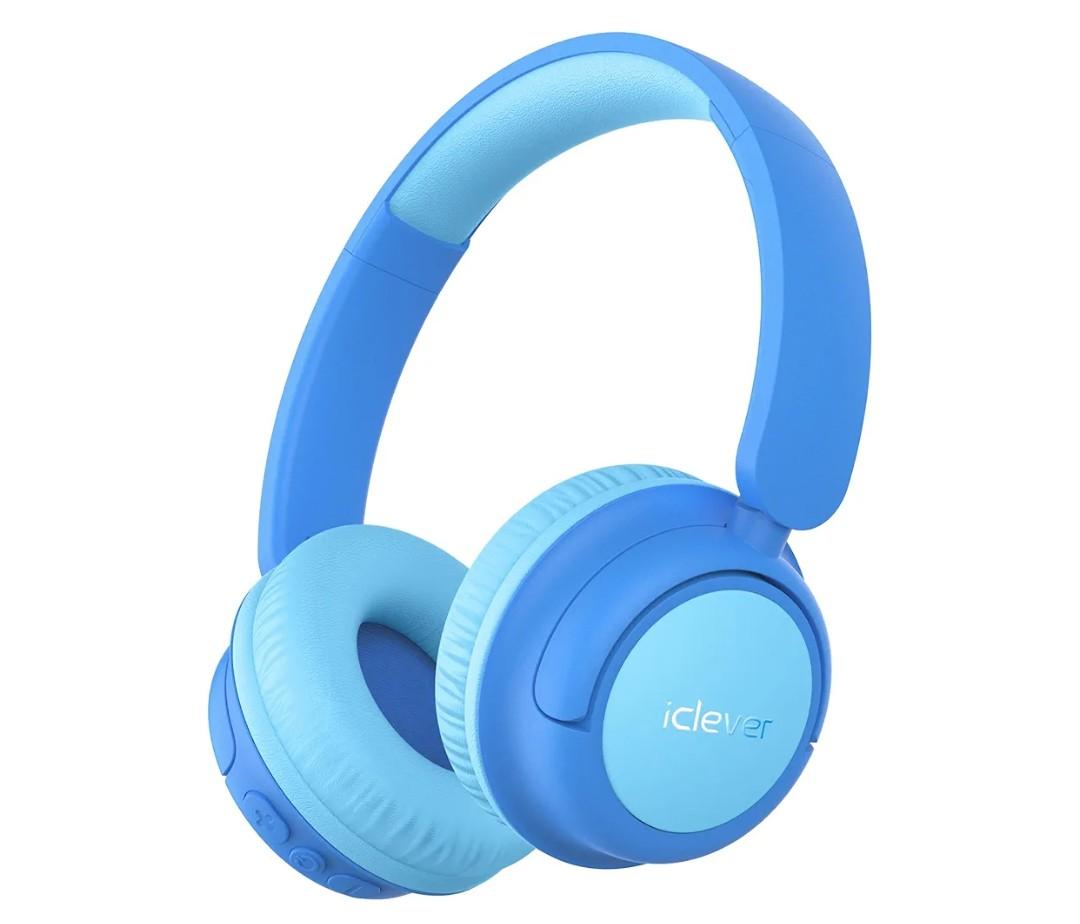 iClever BTH22 Kids Bluetooth Headphones, 60H Play Time, USB C Fast Charging, Bluetooth 5.4, AUX Cord,Safe Volume 74/85 dBA,Toddler Headphones for iPad/Tablet/Travel/School, Blue
