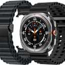 2 x Goton [1+1] Compatible with Samsung Galaxy Watch Ultra Bands 47mm, Galaxy Watch 7/8 Ultra Band Nylon Sports Loop Lightweight + Galaxy Watch Ultra 47mm Bands Silicone Rubber Waterproof Strap (Dark Gray+Black)