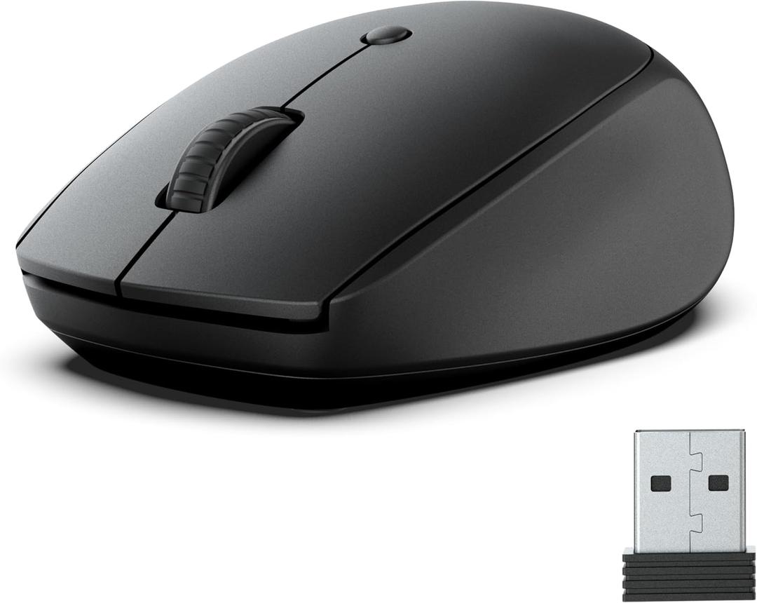 JLab GO Wireless Mouse, Black, Connect Via Bluetooth or USB Wireless Dongle, Multi-Device Toggle, Portable, Ultra-Compact and Lightweight for Work on The Go, Adjustable Tracking, Ergonomic