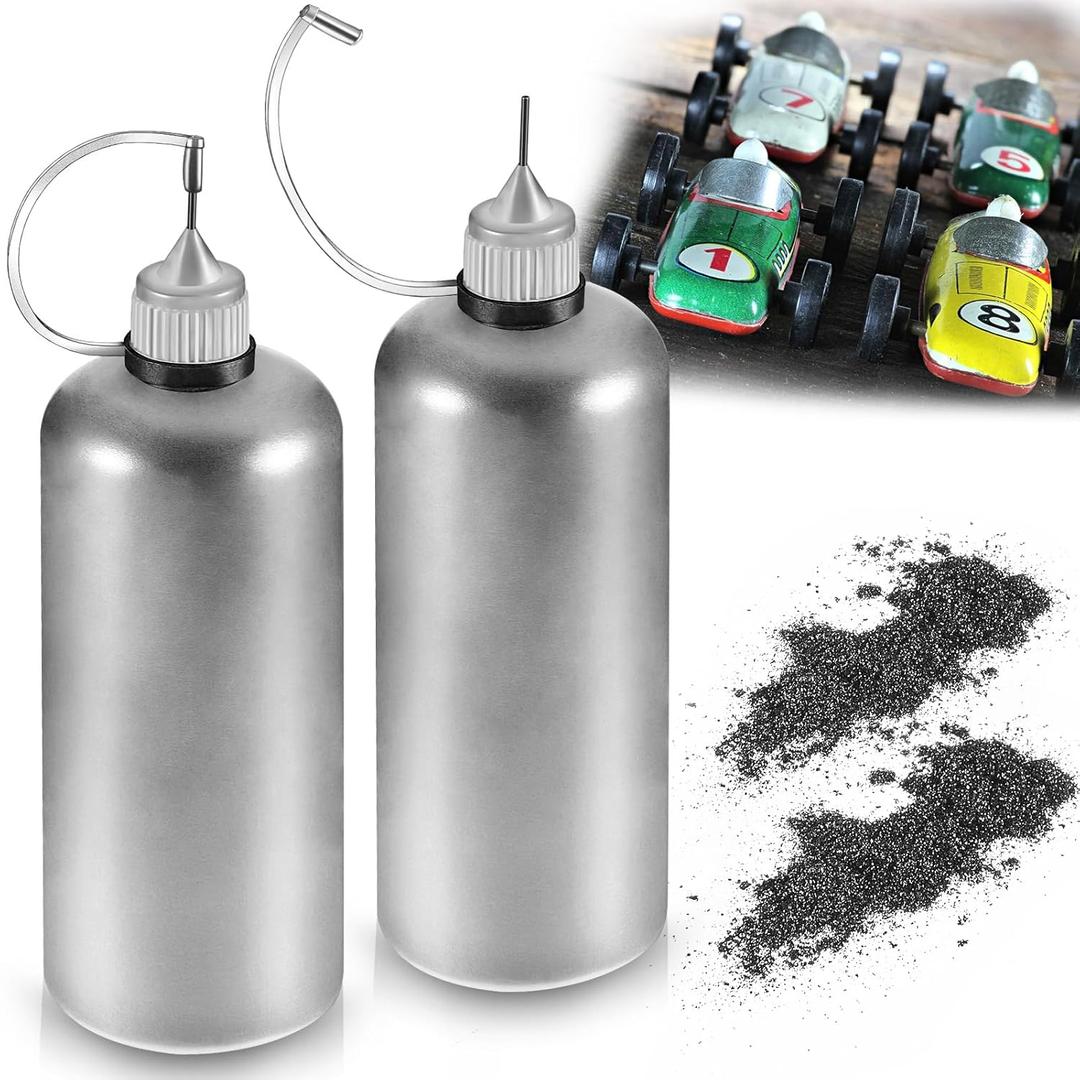 2 Bottles Pinewood Car Graphite Powder 8 oz Total Graphite Lubricant Bottle Graphite Lubricant Powder, Easy Application Tip for Pinewood Car Wheels and Axles Car Race