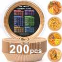 200PCS Air Fryer Liners Disposable: Round 7.9 Inch Non-Stick Airfryer Paper Liners - Food Grade Parchment Paper for 5 6 7 8 QT Air Fryer Baking and Roasting - Waterproof and OilProof (10 Inch on Top)