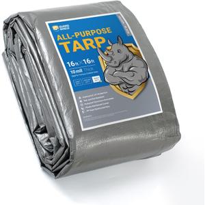 GUARD SHIELD Heavy Duty Tarp 16x16 Feet Silver/Black Multi Purpose Thick Waterproof Poly Tarp Cover 10mil