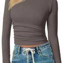 TOB Womens Shirts Long Sleeve Crew Neck Basic Fitted Crop Tops Casual Fashion T-Shirt for Women (S)