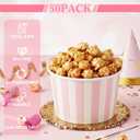 Zopeal 50 Count Light Pink Striped Ice Cream Cups Disposable 9 oz Ice Cream Bowls Paper Race Car Birthday Party Supplies Snack Cups Sundae Picnic Dessert Yogurt Bowls for Food