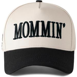 Mommin Trucker Hat, Mothers Day Gifts for Mom Wife, Vintage Two Tone Ponytail Baseball Cap, Adjustable Embroidered Hat