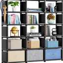 Mavivegue Bookshelf,15 Cube Storage Organizer,Book Shelf Organizer,Tall Bookcase Shelf,Book Cases/Shelves,Black Cube Shelf,Cubbies Closet Storage Shelves for Bedroom,Living Room,Home,Office