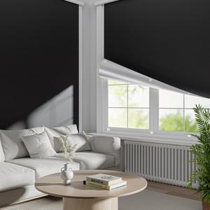 30x 60 Portable Blackout Curtains for Bedroom, 100% Blackout Window Cover (Fits Windows 17- 48 Wide) for Indoor Use with Hook & Loop Strips, Temporary Blackout Shades for Travel