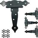 HLMOptimo 6 inch Strap Hinges Shed Door Hinges Heavy Duty T-Strap Hinges Shed Hinges for Wooden Fences Barn Doors Rustproof Decorative Classic Hinge w/Screws (4, 6 inch)