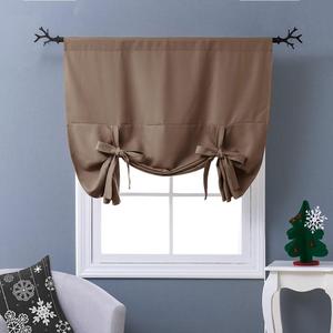 NICETOWN Balloon Shade Blackout Curtain - Thermal Insulated Tie Up Window Blind for Small Window/Bedroom (Cappuccino, Rod Pocket Panel, 46 inches W x 63 inches L)