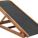 Dog Ramp for Bed Folding Stairs for Small and Large Dogs, Portable Dog Steps for Bed, Couch, Car, Adjustable Pet Ramp, Upgrade Rubber Pet Steps, Supports up to 210 lbs (Small-Brown)