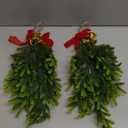 RoseCraft 2PCS Christmas Decorations, Artificial Front Door Christmas Wreaths, Hanging Bell Bow Decorations, for Fireplace Home Holiday Wall Party Xmas Decor. (Red/Green-2)