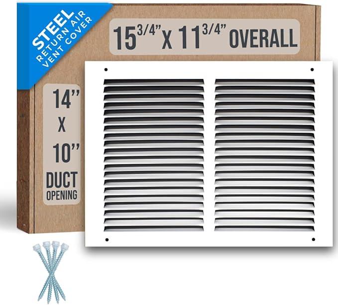 Steel Return Air Grill,Return Air Vent Cover (Duct Opening) Cold Air Return Vent Cover for Wall or Ceiling (14"W x 10"H Duct Opening)