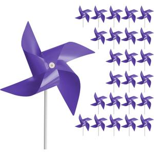 50 Pack Pinwheels for Kids, Fun Carnival Toys and DIY Party Favors, Outdoor Decor Wind Spinners for Yard and Garden, Dark Purple (50 PCS)