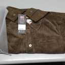FLAVOR Men's Suede Leather Jacket Trucker Coat (Medium, Dark Brown)