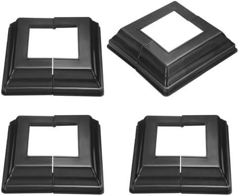 uxcell 4Pcs Post Base Cover, 5"x4.75" (Internal Size 2.38"x2.38") PVC Split Style Post Skirt, Porch Column Wrap for Post Fence Deck Cable Railing Baluster Stair Rails, Black