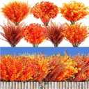 Giegxin 70 Bundles Artificial Fall Flowers for Outdoors Decoration Fall Fake Autumn Plants UV Resistant Faux Plastic Mums No Fade Boston Fern for Thanksgiving Garden Patio Porch Autumn Indoor Decor