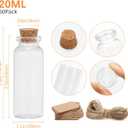 50 Pcs 20ml Mini Glass Bottles with Cork Stoppers, 29x64mm DIY Decoration Tiny Glass Jars, Mini Vials Cork, Message Wishing Bottle with Label Tags and String for Arts Crafts, Decoration, Party Favors
