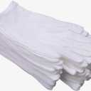 White Soft Cotton Gloves,Large Size for Work/Lining Glove,Coin Jewelry Silver Inspection Gloves(12 Pairs)