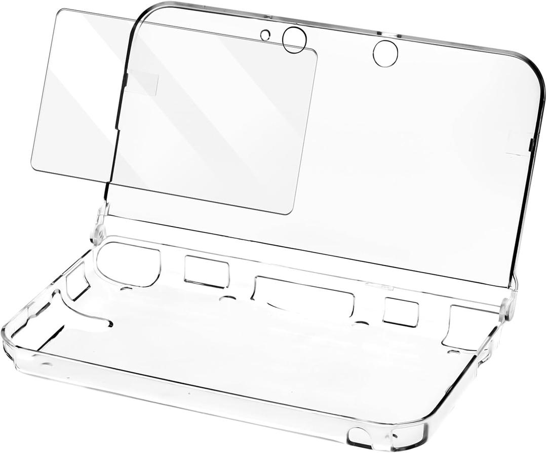 Clear Protective Case for 3DS XL  Transparent PC Hard Shell Cover with Dual Screen Protector Films  Not Compatible with New 3DS XL, Not Tempered Glass Films