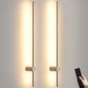 Battery Operated Wall Sconces with Remote, Dimmable 3000K-6000K/Timer/Memory LED Wall Lamp, 350Rotate, USB Rechargeable Wireless wall lights for Living Room, Bedroom Brushed Nickel 39.3" (2 Pack)