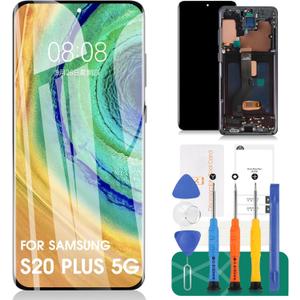 Incell for Samsung Galaxy S20+ 5G Screen Replacement for Samsung S20 Plus 5G LCD for Galaxy S20+ 5G Digitizer SM-G986 SM-G986F SM-G986U Display Touch Screen Repair Kits with Frame(Black