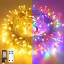 JMEXSUSS 200 LED Christmas String Lights Outdoor Waterproof, 66ft Color Changing String Lights Plug in, Warm White & Multicolor Christmas Lights for Trees Yard Wedding Xmas Party