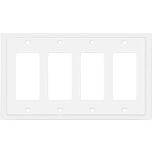 Modern Edge Decorative Wall Plate Switch Plate Outlet Cover, Durable Solid Zinc Alloy (Quad Decorator, White)