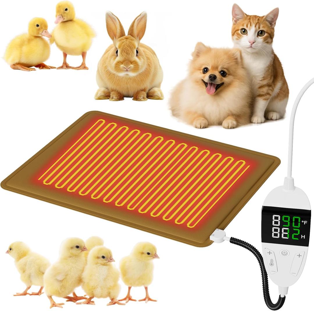 Chicken Heated Pads, Pet Heating Pad, Small Animal Indoor Outdoor Heating Pad, Waterproof, Warming Nesting Pad for Cat Dog Rabbit Chick Brooder Chicken Coop, Heating Plate for Pets (12" x 16" Brown)
