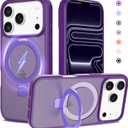 Ultra-Magnetic Stand for iPhone 17 Pro Case [Military Drop Protection] [Compatible with MagSafe] Shockproof Translucent Matte Slim Ring Holder Case for iPhone 17 Pro (Purple)